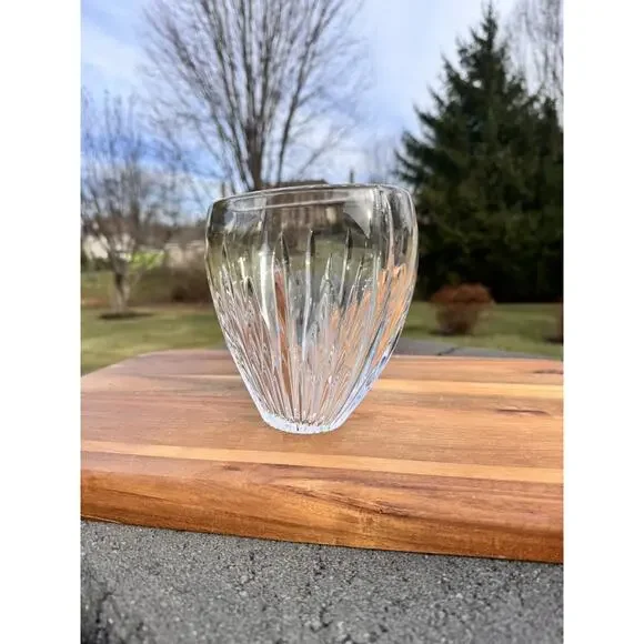 Waterford Carina Pattern Oval Vase Heavy Crystal Glass Bowl L7.75xH5.75xW4.5”